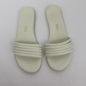 TKEES Serena flat slide sandal shoe cream ivory white straps 7